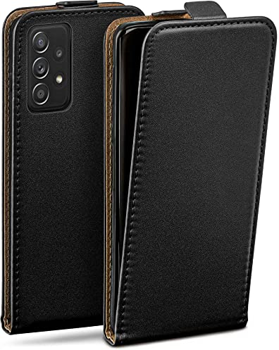 moex Flip Case für Samsung Galaxy A52 / A52s 5G Hülle klappbar mit 360 Grad Schutz, Handyhülle mit Displayschutz, PU Leder Handytasche Lederhülle, Flip Case Cover Klapphülle, Schwarz