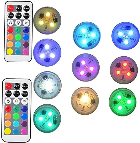 Afoosoo 10pcs LED Christmas Lights Submersible Multicolor LED Candle Halloween Pumpkin Tealight Mood Light Battery Powered with IR Remote Control for Vase Fishtank,Wedding,