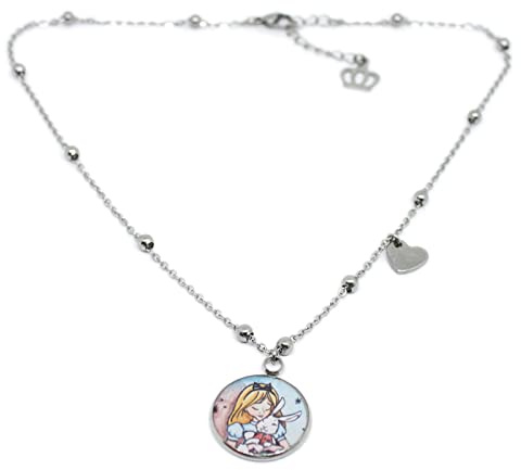 Collana girocollo con disegno di Alice e il Bianconiglio