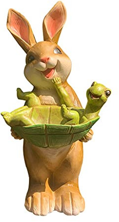 Liudan Garden Statue Outdoor Artificial Rabbit Decoration Flowerpot Resin Craft Animal Carving Potted Plant, Used for Balcony and Terrace Lawn Decor Ornaments Garden Figurine