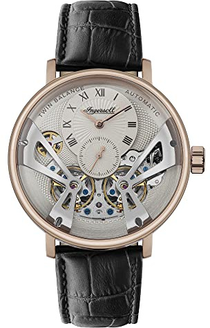 Ingersoll 1892 The Tennessee Montre Automatique pour Hommes avec Cadran Gris Clair et Bracelet en Cuir Noir - I13101