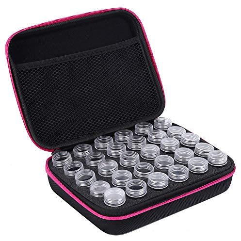 Tiiyee 5D Diamond Painting Zubehör Boxen, 30 Fächer Aufbewahrungsbox Diamant Box Aufbewahrungskoffer Werkzeug Set Koffer Malwerkzeug Tragetasche Nägel Strass Schmuck Perlen DIY Handwerk Rose Rot