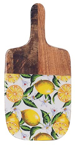 Planche de service, Bois de Manguier et Thème Citrons. L 30 cm.