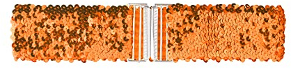 Allegra K Damen Dehnbarer Taillengürtel Metall Interlock Schnallen Paillette Dekorgürtel für Kleider Orange 60cm/23.62