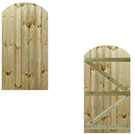Made to Measure 5ft Wooden Garden Gate, Custom T&G Semi-Braced Arch Top Treated Timber Door for Outdoor Pathway Home Access, MAX 150cm High x MAX 75cm Wide