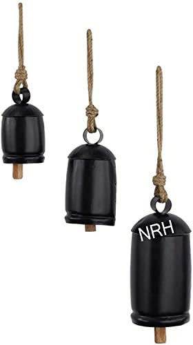 Campane rustiche giganti con finitura nera su corda (set di 3)