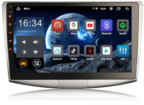 Erisin 10,1 Zoll 8-Kern 4GB+64GB Android 14 Autoradio Bluetooth GPS Navi Für VW Passat CC Passat B6 Passat B7 Unterstützt Wireless CarPlay Android Auto DSP WiFi DAB+ RDS OBD2 USB DVB-T2 Canbus SWC