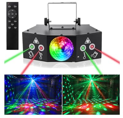 LAUCNPTY DJ Disco Ball Party Lights with DMX512 and Sound Activated, LED Stage Lighting Show Strobe Light for Parties Indoor Dance Wedding Karaoke Bar KTV Club Christmas Halloween Music Rave Lamp