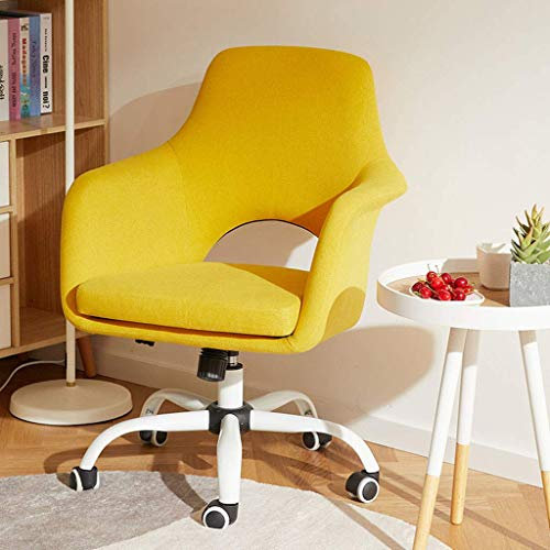 FanXus Ergonomischer Chaise-Bürostuhl, Samt-Schreibtischstuhl, frei drehbarer Chef-Computerstuhl mit höhenverstellbaren Armlehnen und Rädern für den Empfang im Home-Office, Gelb Made in China