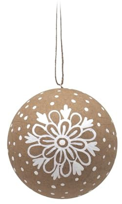 ZauberDeko Christbaumschmuck Kraft Papier Kugel Groß Natur Weiß Hängedeko Weihnachten 10cm Ø, Modell:Modell4