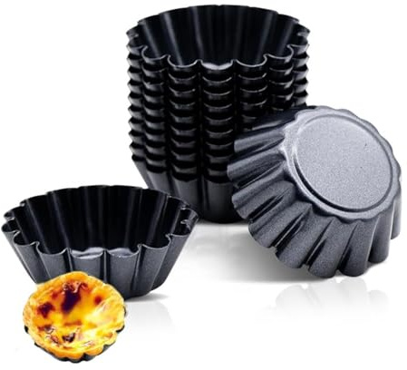 zalati Tart Pans 12pcs Tart Molds Carbon Steel FDA Certified Anti-Stick Tray for DIY Bakeware Kitchen