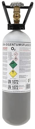 ROTHENBERGER Industrial Sauerstoffflasche 2l wiederbefüllbar 200bar dadurch 400l Sauerstoff