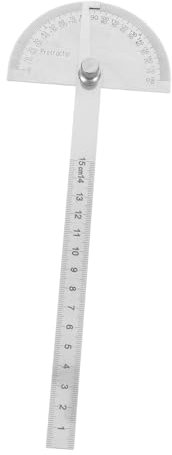 DOITOOL 180grado Righello Goniometro in Acciaio Inox Goniometro Testa Tonda Gradi Strumento di Misurazione per Disegno Tecnico e Compiti