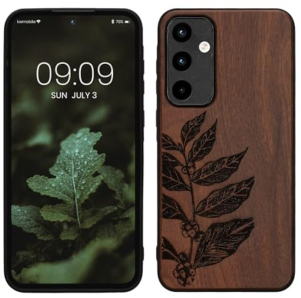 kwmobile Housse Compatible avec Samsung Galaxy A55 5G Coque - Étui de Protection Rigide Antichoc avec Cadre en TPU - Brun foncé