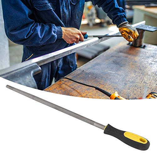 Lima redonda de acero de 12 pulgadas con mango, herramienta de afilado, lima redonda de metal (lima redonda de 12 pulgadas con dientes finos y mango)