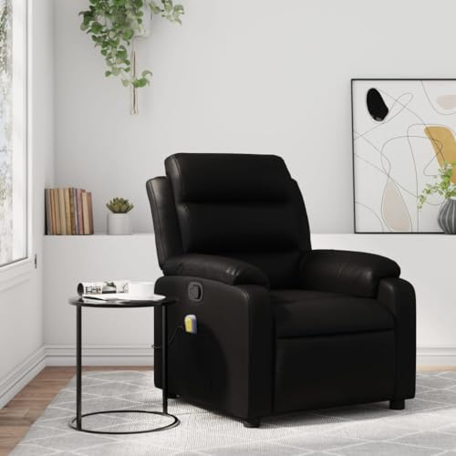 Homgoday Massagesessel, Fernsehsessel Relaxsessel mit Liegefunktion, Liegesessel Ruhesessel Verstellbare Rückenlehne und Fußteil, für Wohnzimmer Schwarz Kunstleder