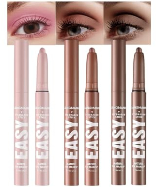 3PCS Lidschatten-Stift, Wasserfester Langanhaltender Lidschattenstift, Cremig-Mattes Augen-Makeup-Set, Natürliche und Schimmernde Farbtöne Konturenstift, Perfekte Geschenke für Frauen (#A)