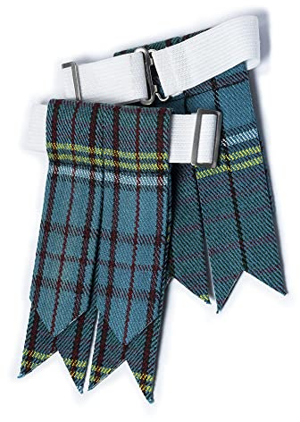 Kilt strumpor blixtar för män med tunga spännjusterare, enkla och tartan strumpor kiltblixtar/akryl ull strumpeband spetsig, Anderson, one size