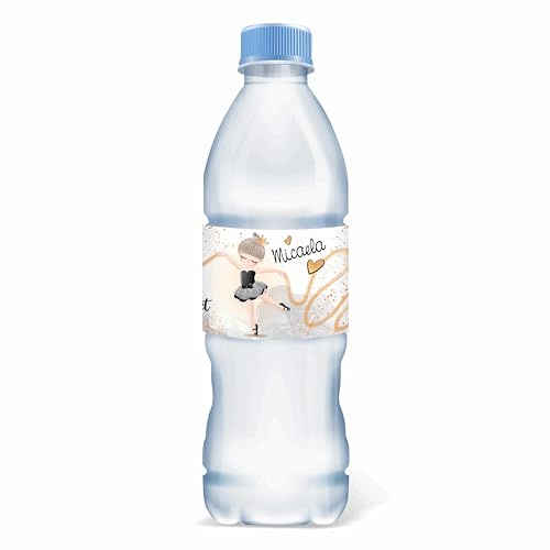 FERDINANDO FAMA' 32 Etichette per Bottiglie d'Acqua Compleanno Bambini, Adesivi Personalizzati con Decorazioni per Bottiglie Primo Compleanno e Feste pz 32 (ballerina)