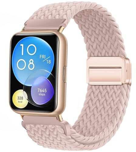 Issinlky Nylonflätat armband Kompatibel med Watch Fit 2, Elastiskt magnetiskt spänneband för Watch Fit 2 Herren Damen