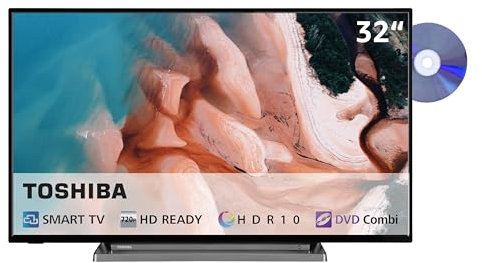 Toshiba Fernseher 32 Zoll Smart TV mit integriertem DVD-Player (HD-Ready, HDR, Triple-Tuner) 32WD3C63DA/2