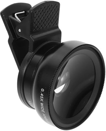 Objectif de Téléphone à Clipser 0, 45x 37mm Noir en Alliage | Verre Optique, Macro et Grand Angle, Compatible Tablette et Téléphone, Montage à Pince