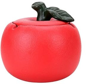 Aschenbecher Fruchtförmiger Aschenbecher aus Keramik mit Deckel, tragbarer Aschenbecher for den Innen- und Außenbereich, for Zuhause, Zimmer, Restaurants und Dekoration Desktop-Aschenbecher(Red)