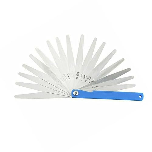 Spessimetro a Lamelle, Spessimetro Misura 0.02-1mm Filler Gage Misurazione a 360 gradi Acciaio Rimovibile Pieghevole Regolabile Punteria Spessore valvola Per misurare larghezza/spessore(As shown)