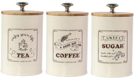 MAGICLULU Ensemble De Boîtes De Conservation Métalliques Rétro 3 Pièces Avec Couvercle Hermétique Pour Café Et Thé, Grosse Capacité, Adapté à La La Cuisine Rangement Domestique