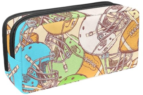 Eslifey Pencil Case, Helmet and American Football Ball Pattern Large Capacity Pencil Pouch Stationery Pen Bag