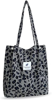 YZROHYI Stoff Tragetasche Cord Groß, Tasche Shopper Umhängetasche Stoff,Stofftasche zum Umhängen,Canvas Shoulder Bag,Beuteltasche Damen Tote Bag,Schultertasche Schule Handtasche Arbeit - Grauer