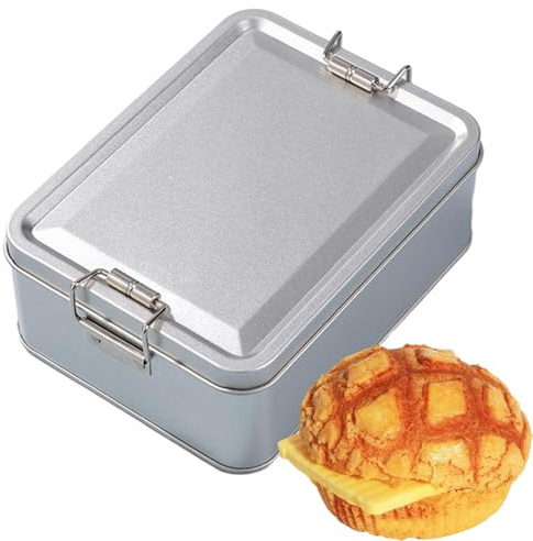 Barattoli per biscotti in metallo, scatola rettangolare in latta con coperchio ermetico, contenitore vintage per caramelle, caffè, tè e biscotti, scatola decorativa antipolvere per cucina, casa e