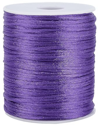 PH PandaHall Corda di Raso in Nylon Viola 2mmx100 m Coda di Ratto Corda di Seta di Raso Corda Filo per Macramè Viola per La Creazione di Gioielli Bracciale Maglieria Borsa Decorazione Della Casa