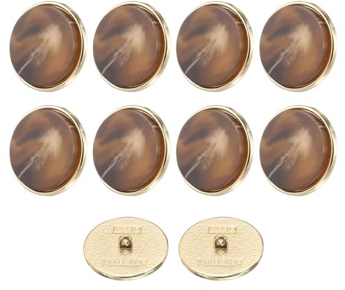 QUARKZMAN 10 Stück Knöpfe 25mm Buttons zum Annähen Marmormuster Runde Bastelknöpfe Ösenknöpfe für Bekleidung Hosen Mantel Jacken Dekorieren Handwerk Selber Machen, Dunkelbraun