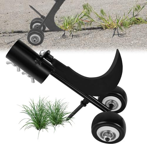 OFFCUP Désherbeur Manuel avec Roues, 2 en 1 Weed Snatcher, Outil D'Élimination des Mauvaises Herbes, DéSherbage Debout, Outil de Désherbage Weeds Puller pour Jardin Patio Pelouse