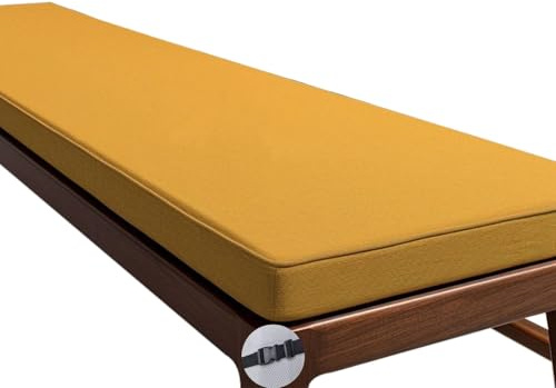 uyeoco Cojín de Banco para Exterior/Interior - 5cm de Grosor Antideslizante Funda extraíble,Cojín para Asiento para Muebles de Jardín, para Cocina, Porche, Cerveza, Terraza(Amarillo,140x35cm/51x14in)