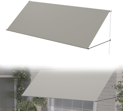 Suusolny Sonnenschutz Markise 350x145 cm – Einziehbare Fallarmmarkise aus Stahl – UV-Schutz & Wetterfest Fenstermarkise Ideal für Garten, Balkon (Grau)