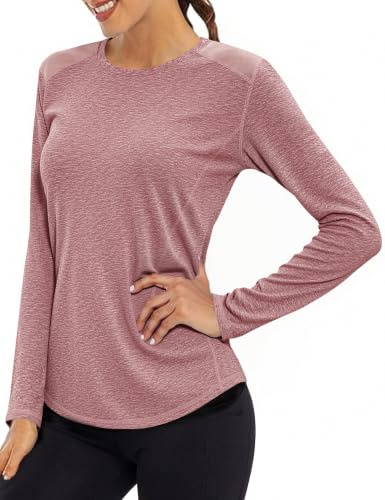 Gyabnw Sport Langarmshirt Damen Shirt Fitness Funktionsshirt | Atmungsaktives Meshmaterial, Atmungsaktiv und Langarm, Für Fitness Yoga Laufen und Outdoor