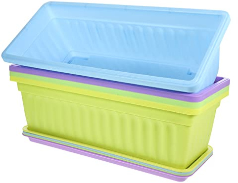 Abaodam 4sets Fioriere Da Esterno Colorate Con Vassoio Fioriera Per Davanzale Vasi Rettangolari Per Piante Da Vivaio Per Accessorio Per Vivaio