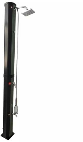 EGO INTERIORS Solar-Dusche, 60 Liter, Fußdusche, Outdoor, Handbrause, Thermometer, Regenduschkopf, PVC+ABS, Grün-Schwarz, Alicante