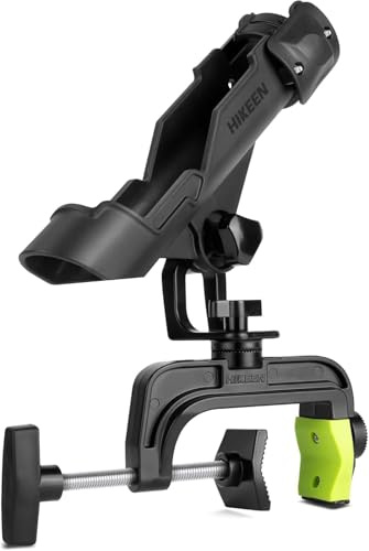 BOOSTEADY Support de Canne à Pêche Amélioré pour Bateau et Kayak, Porte Canne à Pêche en Réglable à 360° avec Pince Élargie pour Tubes Ronds/Carrés