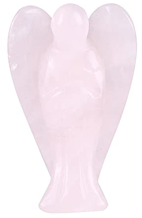 Culnflun Rosenquarz Kristall Engel Figur, handgeschnitzte Kristalle Dekor Heilsteine, Rosenquarz geschnitztes Engelsgeformte Dekor rosa Kristall Heilung Stein Home Room Office Desk