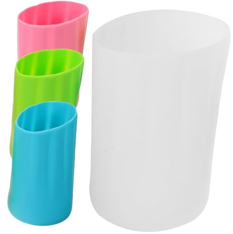 SUPVOX Lot De 4 Manchons en Silicone pour Housse De Biberon, Protection , Base Renforcée, Couleurs Bleu Vert Rose Transparent, Compatibles Bouteilles en Verre, Usage Sport Et Plein Air