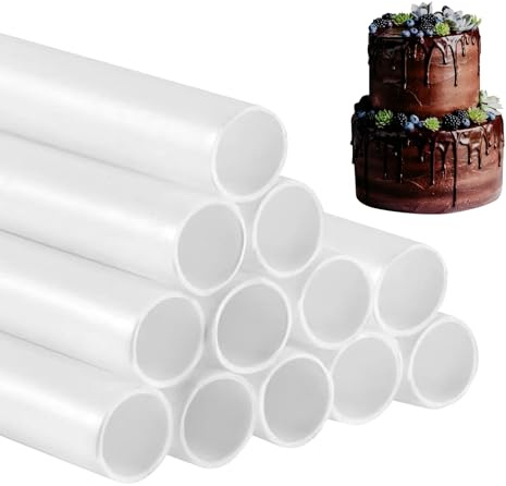 12 Pcs Cake Dowel Rods, 9.5 inch Reusable Support Rods for Tiered Cake Construction and Stability, Smooth and Easy to Cut
