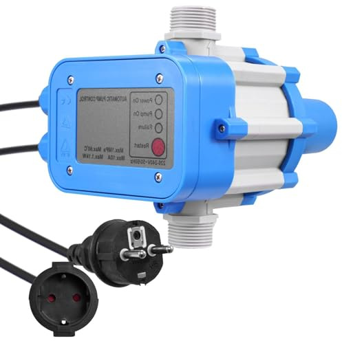 Teodute Druckschalter Wasserpumpe mit Kabel, 10 Bar Trockenlaufschutz, Pumpensteuerung Hauswasserwerk Druckwächter Gartenpumpe Drucktaster (Blau)