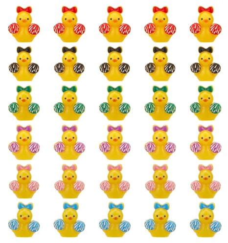 60stk Mini-Cheerleader-Enten aus Kunstharz, Miniatur-Cheerleader-Enten mit Schleifen Kleine Figuren Inspirierende Geschenke für Cheerleader-Teams Mitgebsel für Partytüten Dekoration