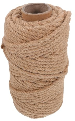 HEMOTON Corda di Iuta Spessa 5mm X 50m Naturale per Tiragraffi Gatti, Spago Artigianale Resistente per Lavori Creativi e Riparazione Mobili per Animali