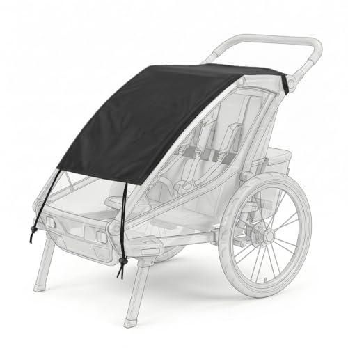 Parasole passeggino universale UPF 50, regolabile, pieghevole, nero
