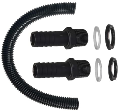Connettore per serbatoio dell'acqua Kit di connettori per serbatoio dell'acqua confezione da 2 Set di collegamento per barile di raccolta piovana da 25 mm con tubo in PVC da 0, 5 m Due raccordi p