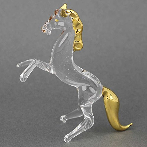Glass Of Venice Vidrio de Venecia Caballo de Cristal de Murano Transparente con Oro - Figura soplada a Mano Vidrio Coleccionable Arte Semental Escultura Transparente 3-1/2 Pulgadas de Alto